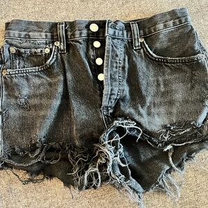Agolde Charcoal Frayed Jean Shorts